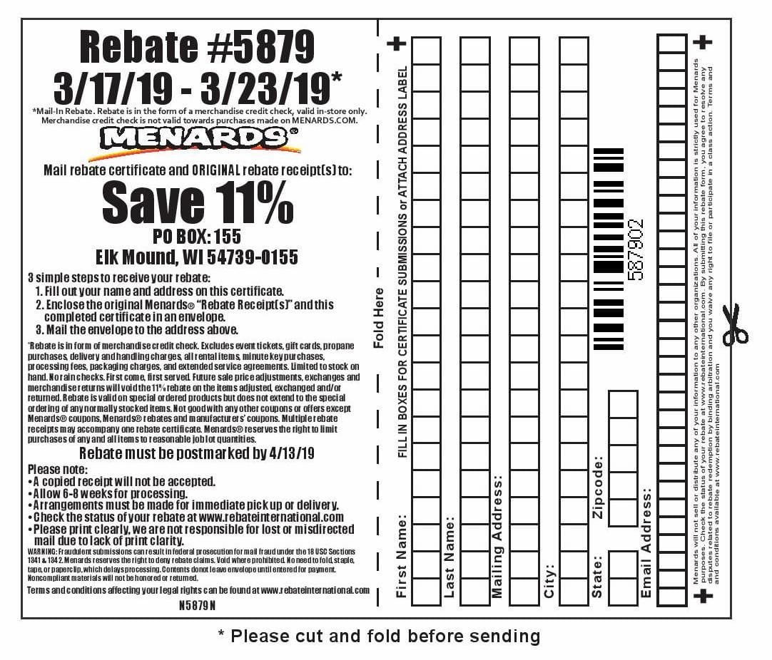 Menards Rebate Form Requirements