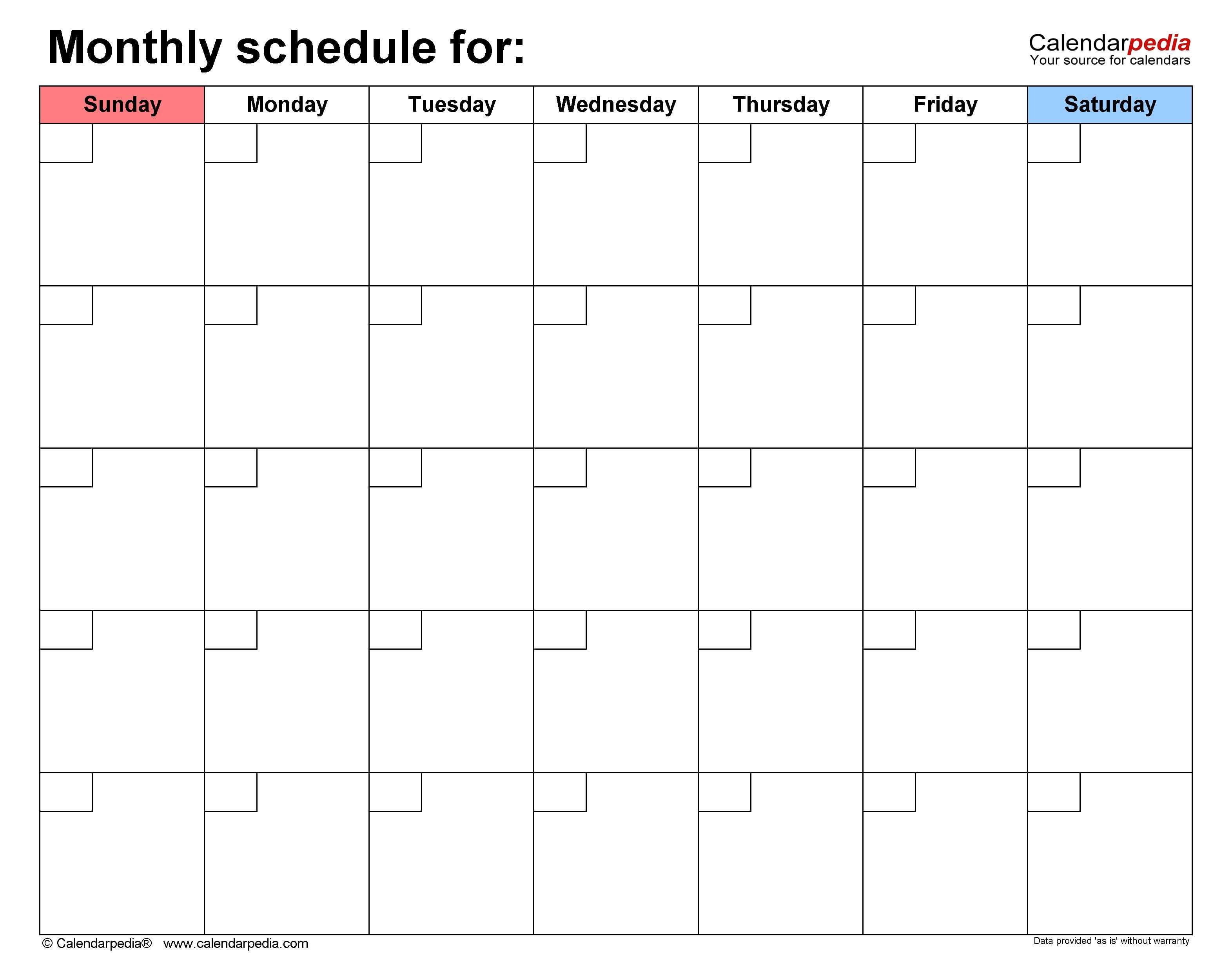 Monthly Team Schedule