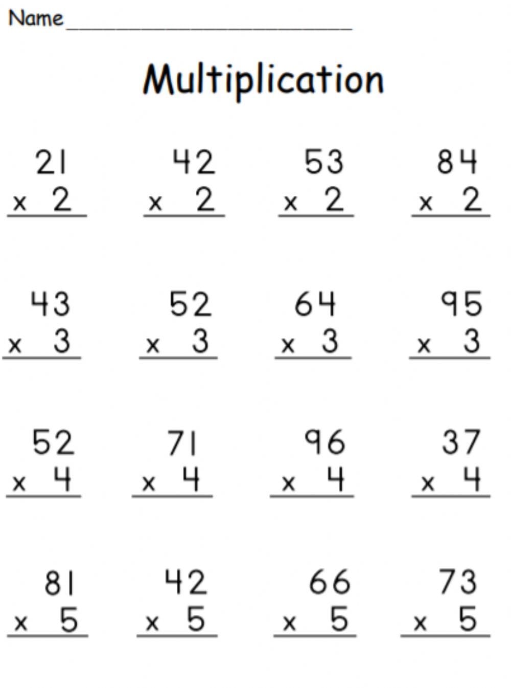 Multiplication Worksheets for Grade 3