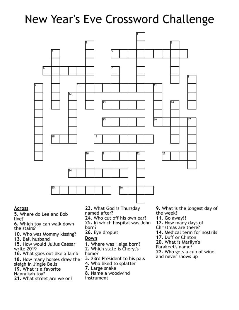 New Year's Crossword Puzzle