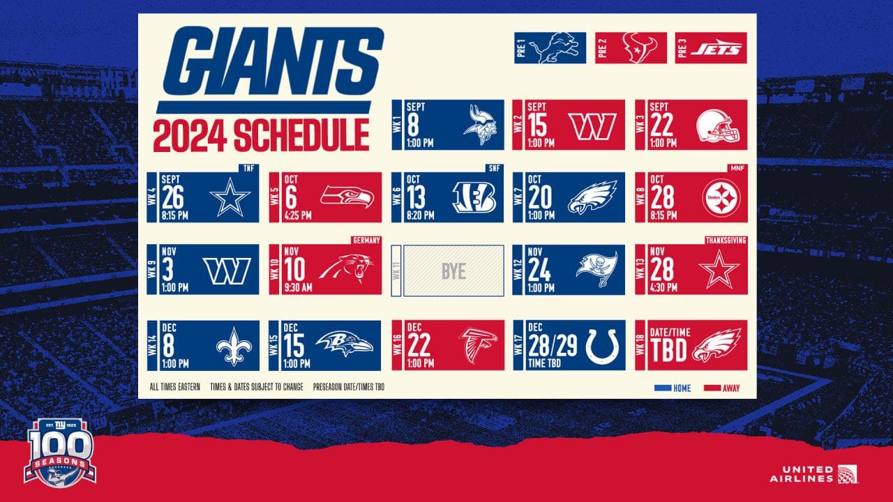 New York Giants Schedule