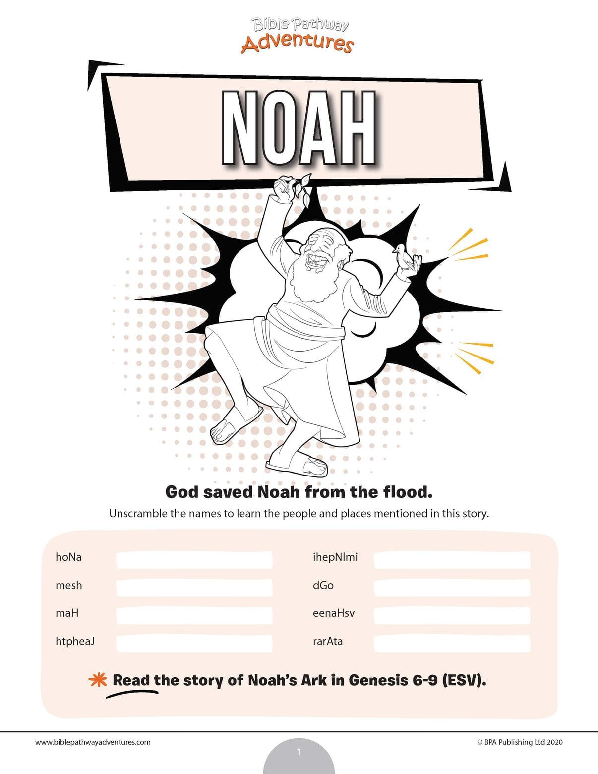 Noah's Ark Word Scramble