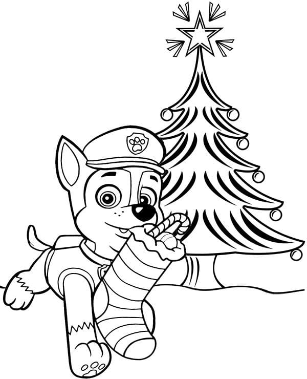 Paw Patrol Christmas Coloring Pages for Kids