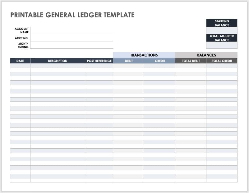 Savings Ledger Template