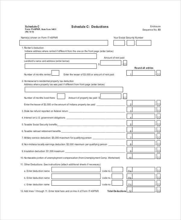 2021 Schedule C Form Printable Template