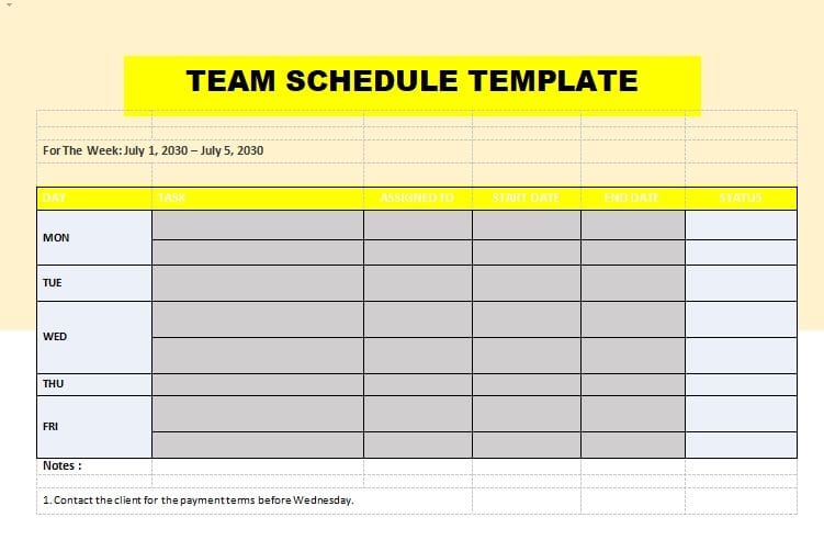 Simple Team Schedule