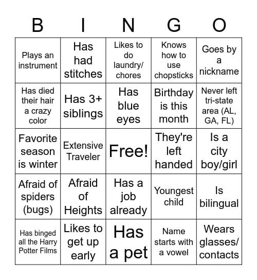 Speed Friending Icebreaker Bingo