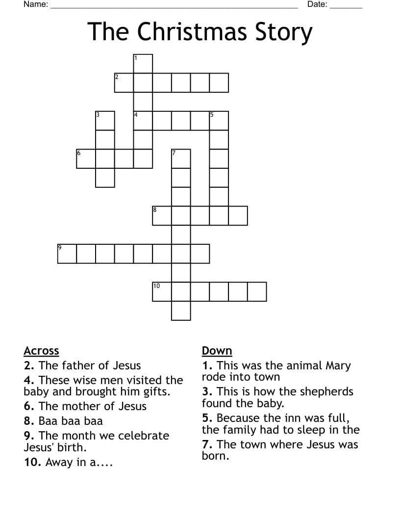 Story of Christmas Crossword