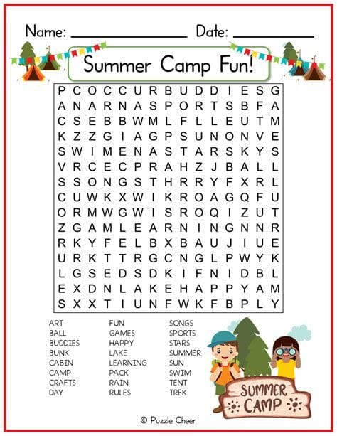 Summer Camp Word Search