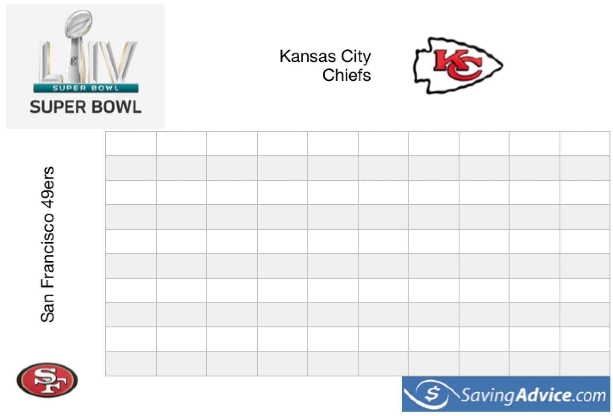 Free Super Bowl Squares Template