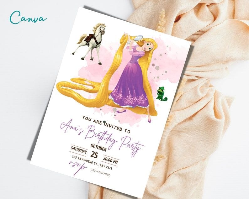 Tangled Birthday Party Invitation Template 3