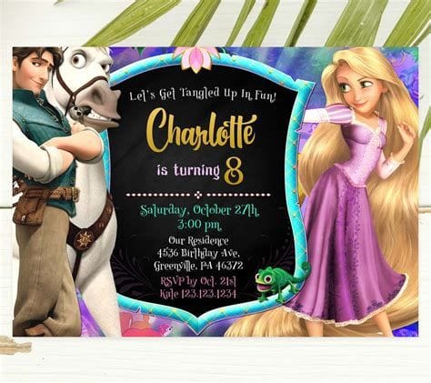 Tangled Birthday Party Invitation Template 8