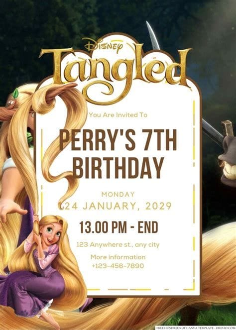 Tangled Birthday Party Invitation Template 9