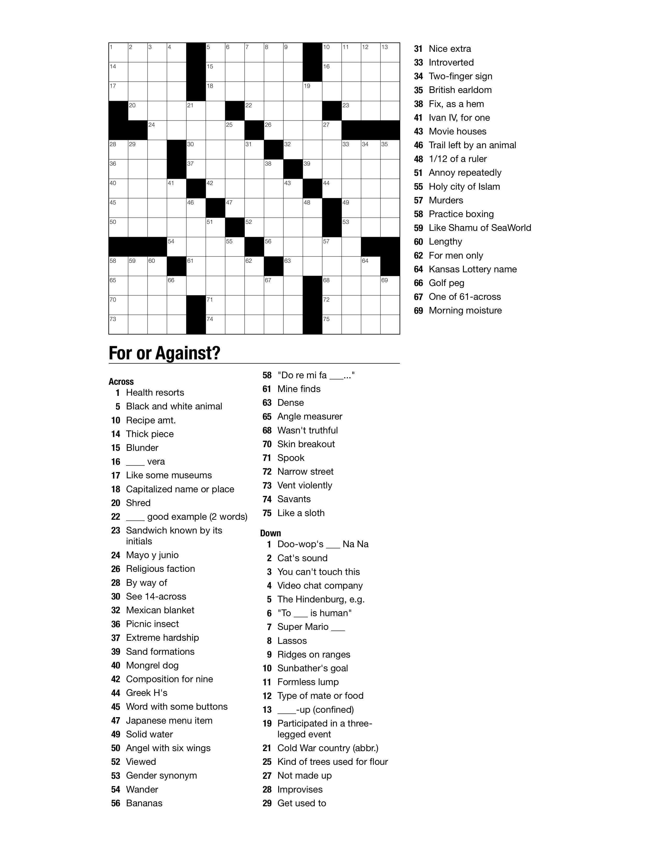 Themed Crossword Puzzles for Adults