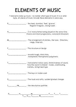 Types of Printable Music Worksheets