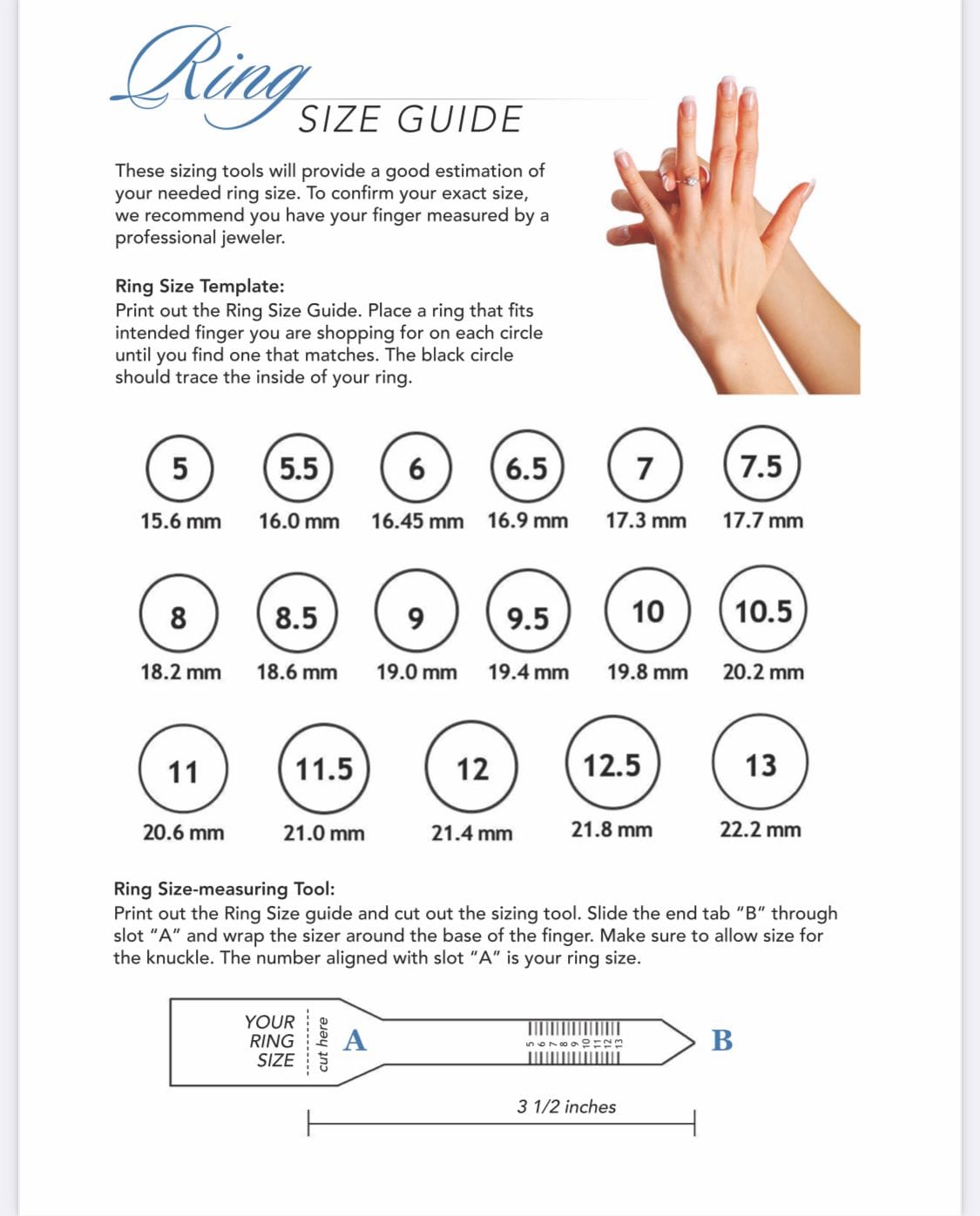 How to Use a Printable Ring Sizer