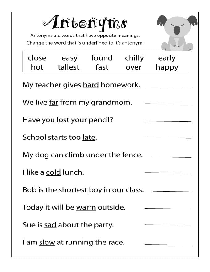 Using Worksheets for 2nd Grade English