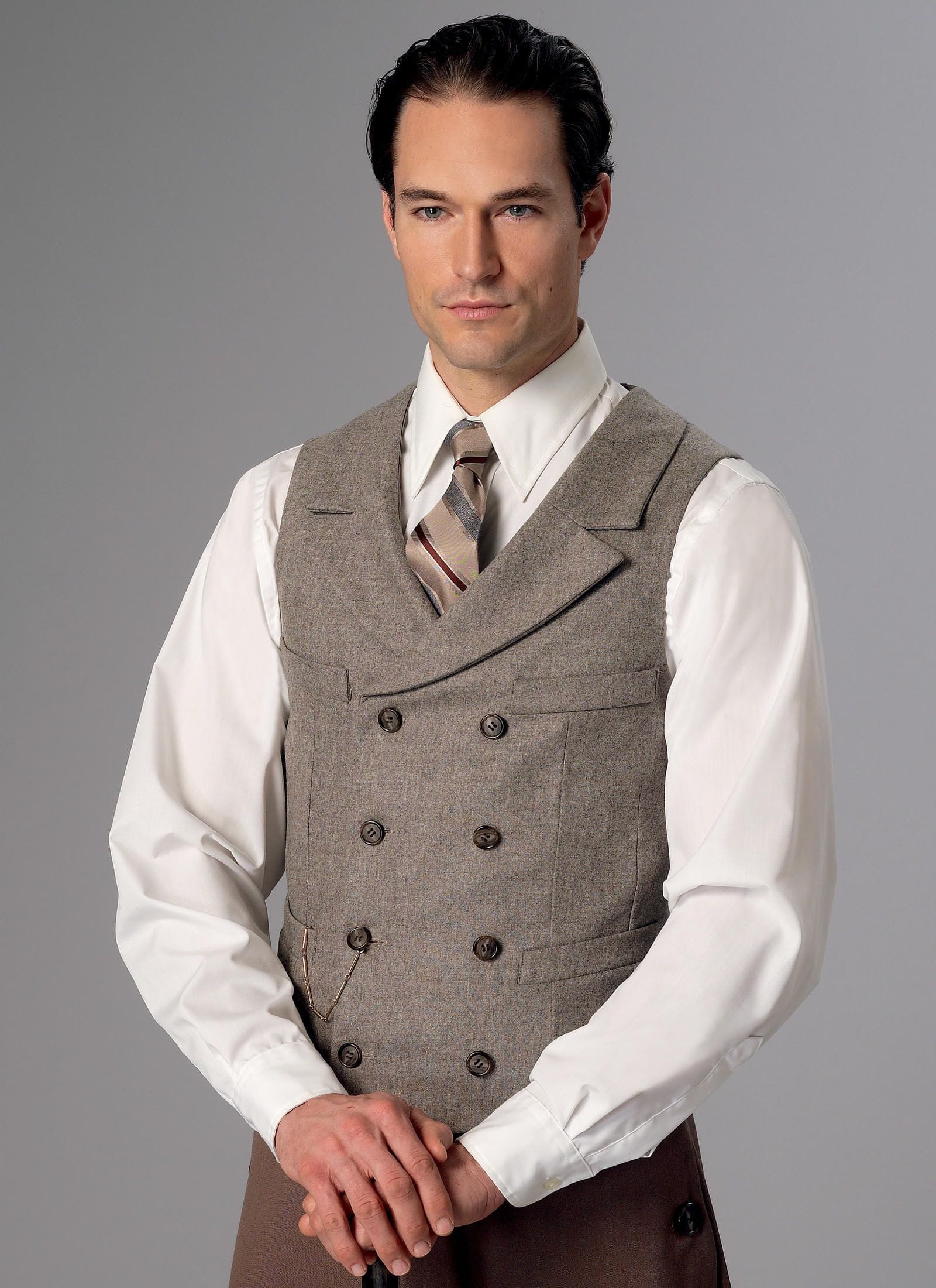 Vest-Style Waistcoat with Contrast Binding