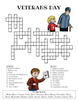 Veterans Day Crossword Puzzle Ideas