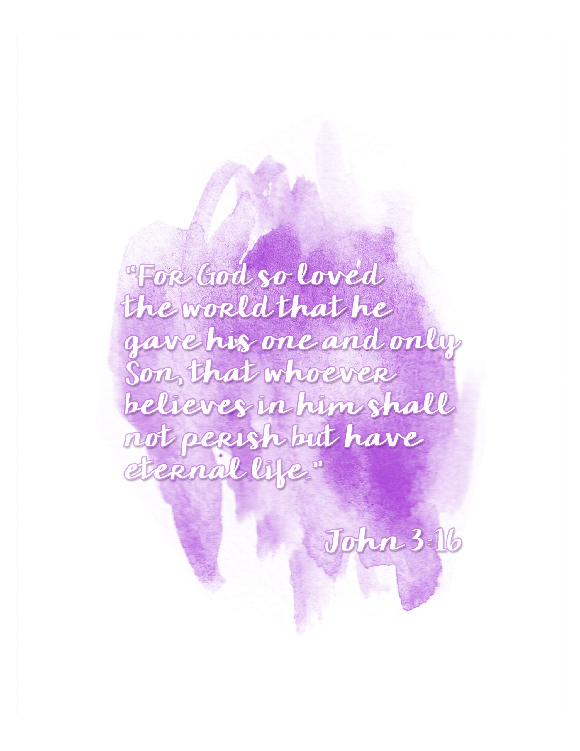 Watercolor John 3:16 Printable