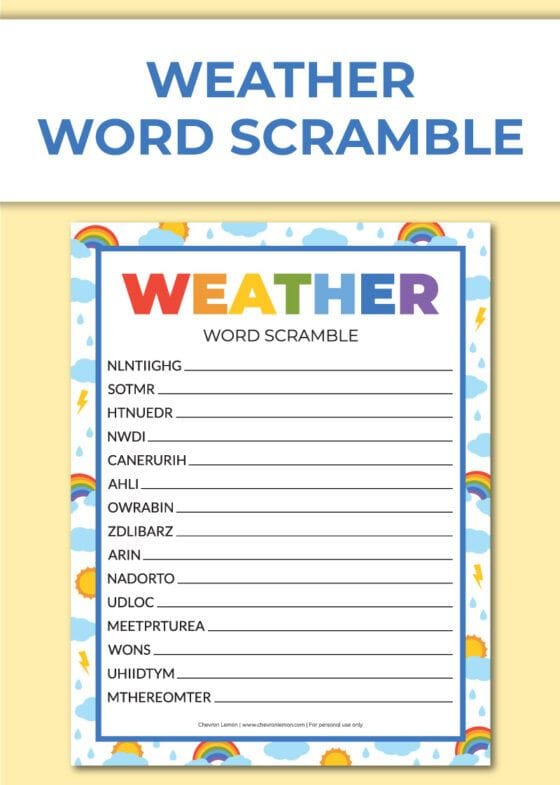 Weather Forecasting Word Scramble