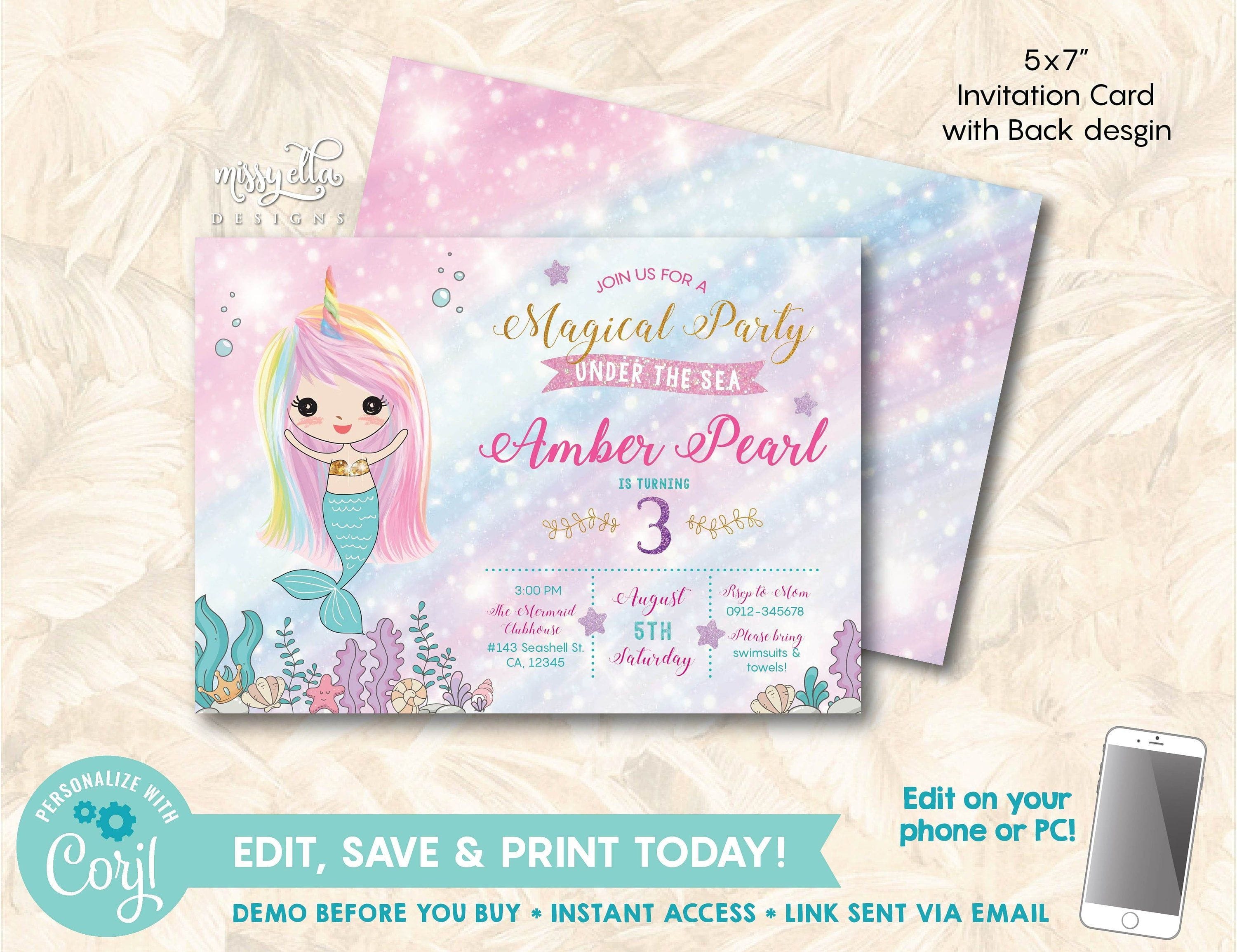 Whimsical Mermaid Invitation