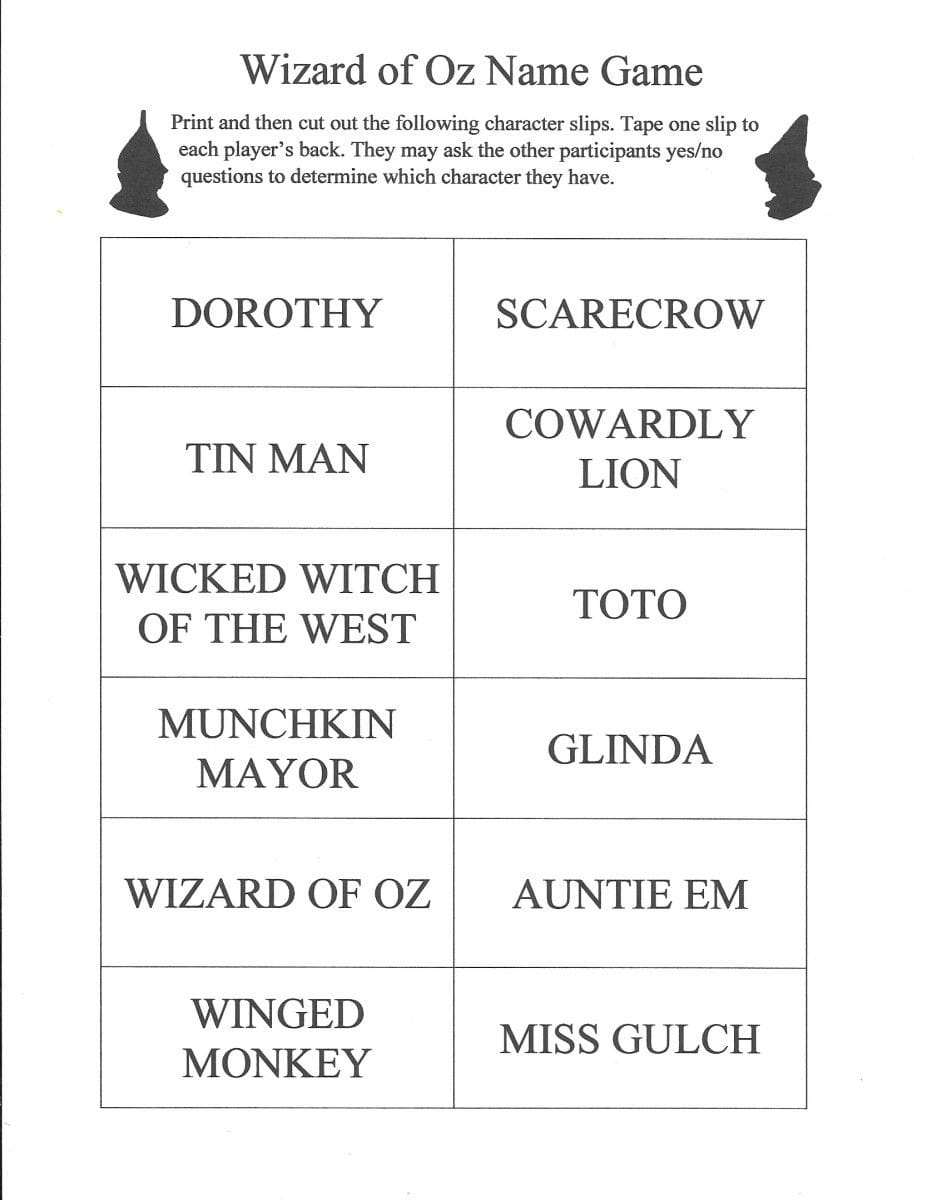 Wizard Of Oz Printable Worksheets For Kids