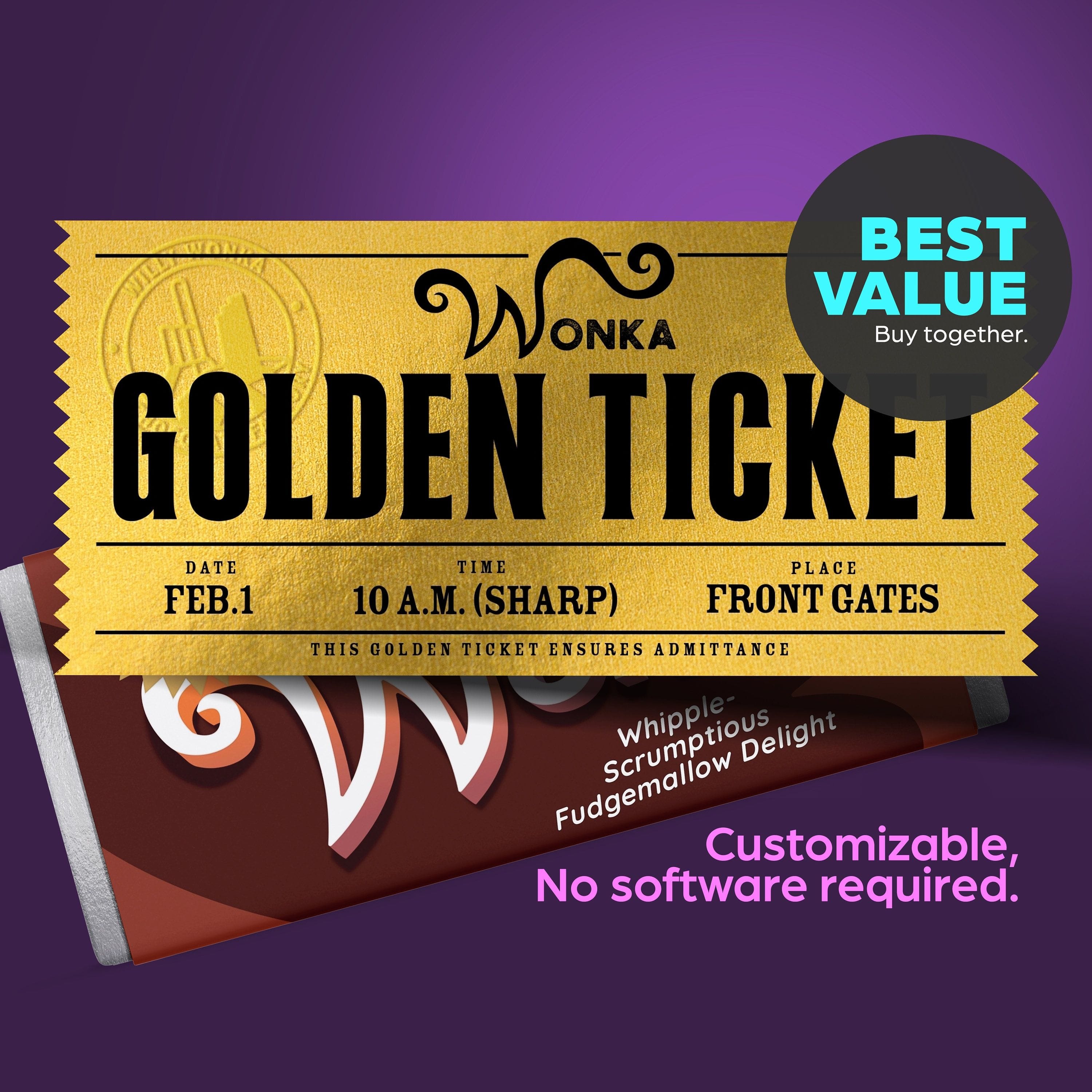 Wonka Bar Printable Golden Ticket Fun