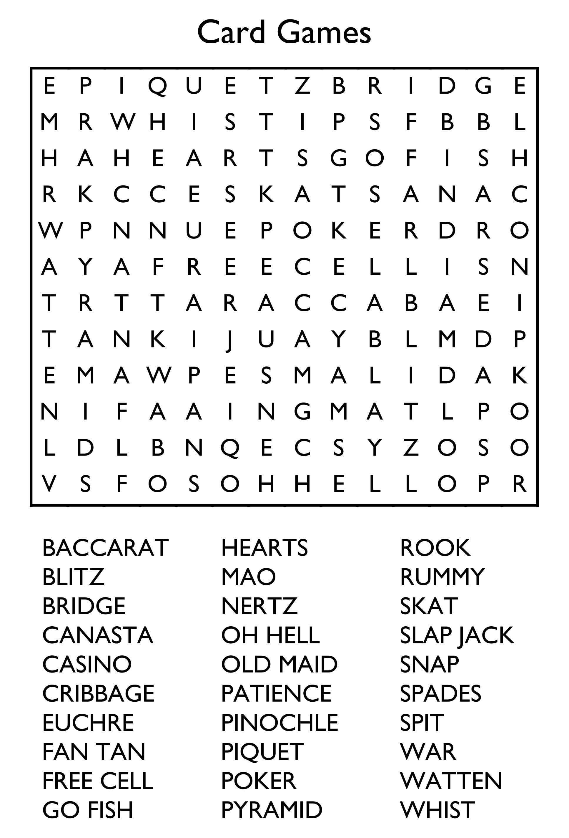 Word Search Puzzle Example