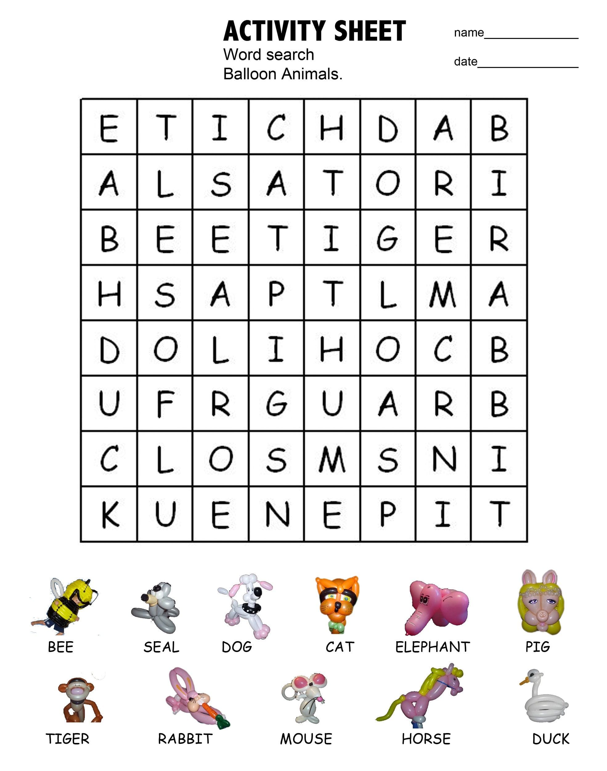 Word Search Puzzles for Kids